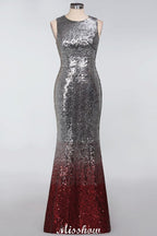 Robes de demoiselle d'honneur sirène glamour sans manches à sequins, sexy et glamour