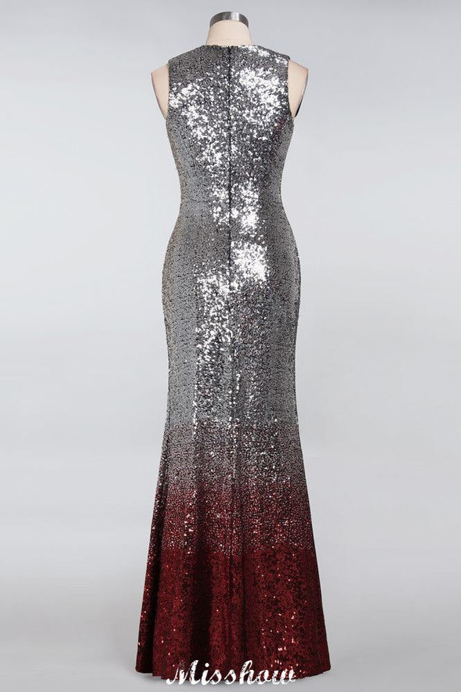 Robes de demoiselle d'honneur sirène glamour sans manches à sequins, sexy et glamour