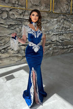 Robes de soirée sirène glamour à bretelles sans manches et fente longue disponibles en ligne