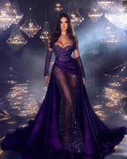 Glamorous Sweetheart Sleeveless Evening Party Gowns With Ruffles Long