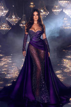 Glamorous Sweetheart Sleeveless Evening Party Gowns With Ruffles Long