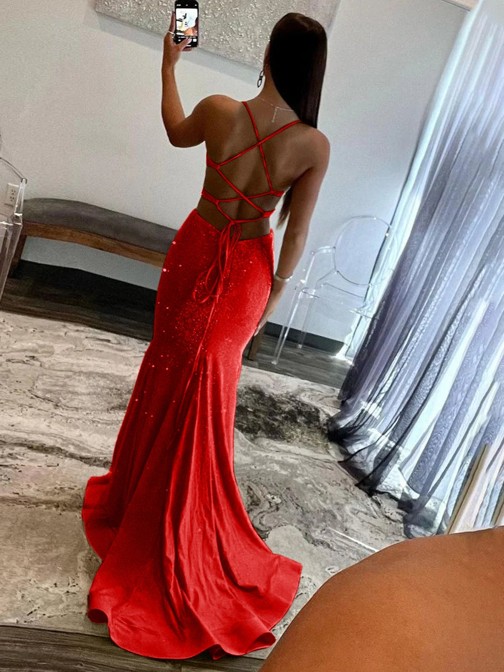 Glint | Robes de bal longues sirène à sequins jaunes et col en V scintillants