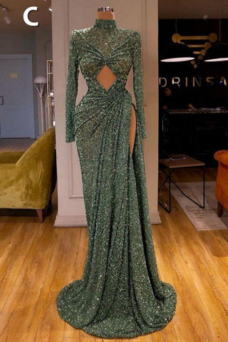 Glitter Off-the-Shoulder Slim Mermaid Formal DressesSleeveless Mermaid Evening Gowns