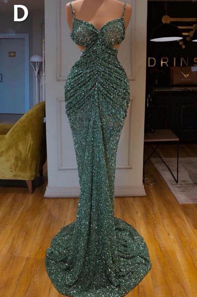 Glitter Off-the-Shoulder Slim Mermaid Formal DressesSleeveless Mermaid Evening Gowns