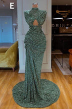 Glitter Off-the-Shoulder Slim Mermaid Formal DressesSleeveless Mermaid Evening Gowns