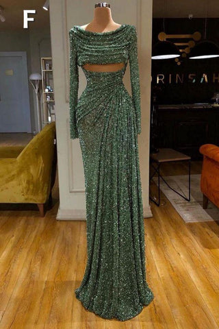 Glitter Off-the-Shoulder Slim Mermaid Formal DressesSleeveless Mermaid Evening Gowns