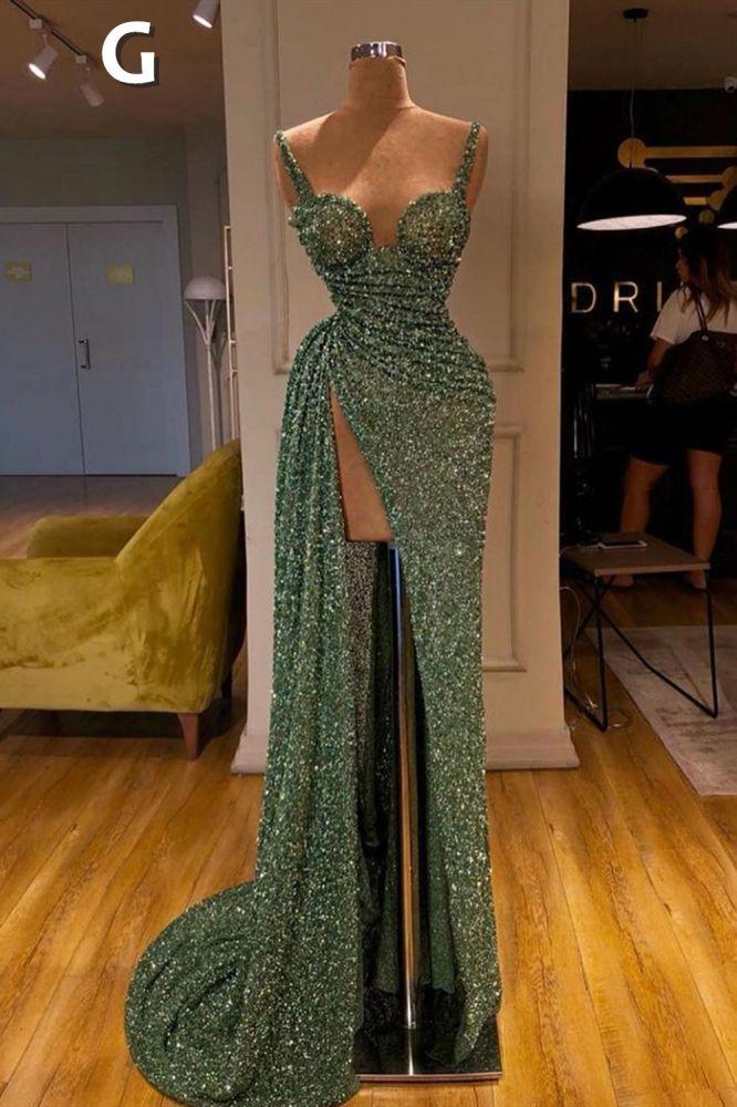 Glitter Off-the-Shoulder Slim Mermaid Formal DressesSleeveless Mermaid Evening Gowns