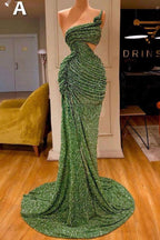 Glitter Off-the-Shoulder Slim Mermaid Formal DressesSleeveless Mermaid Evening Gowns