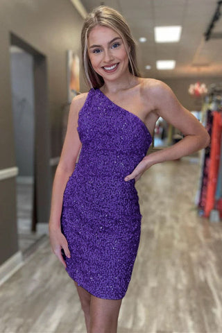 Sheath One Shoulder Sequins Homecoming Dress