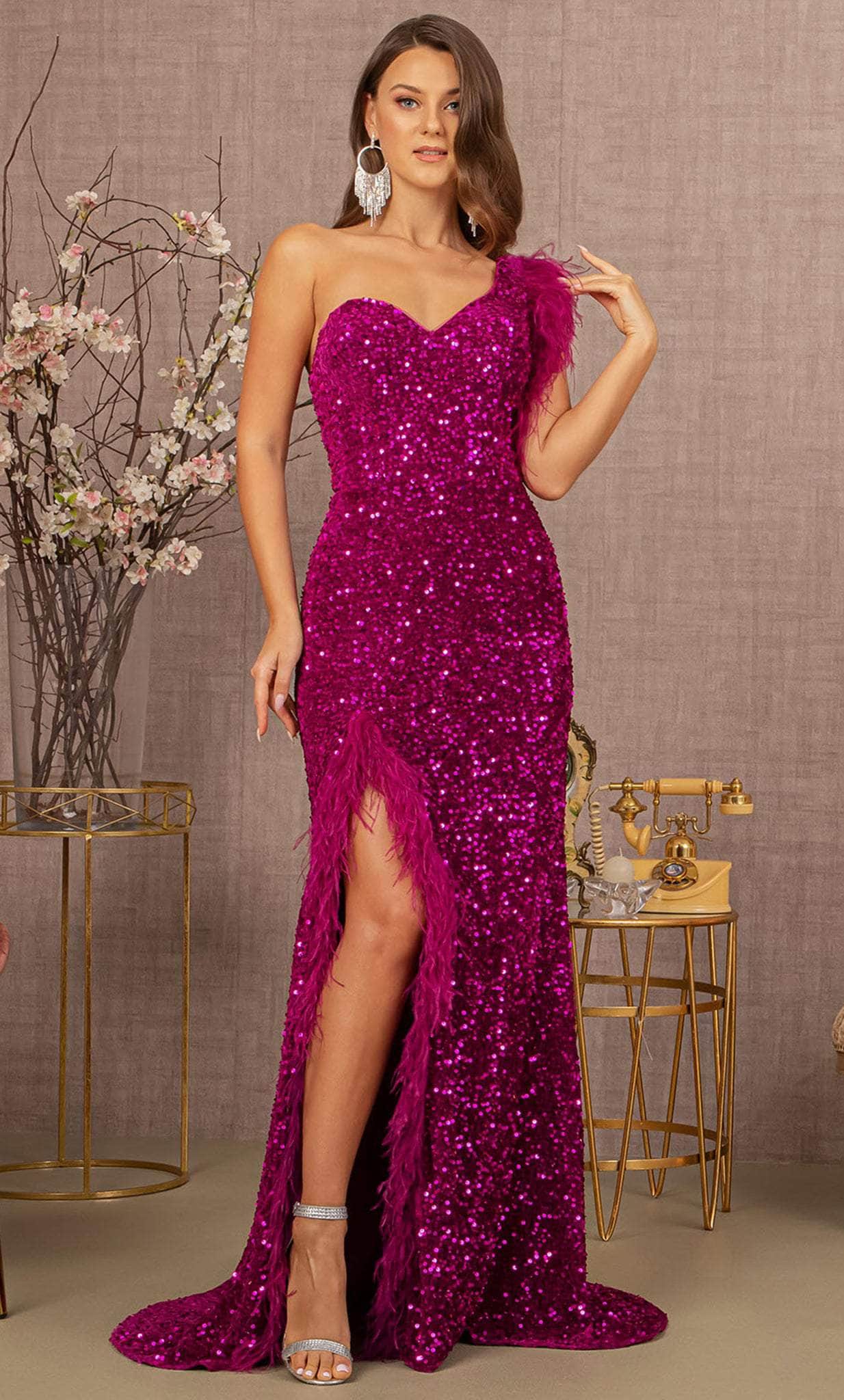 One Sleeve Sequin Prom Dress