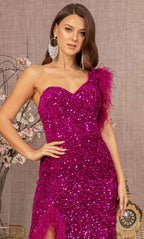 One Sleeve Sequin Prom Dress