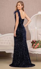 One Sleeve Sequin Prom Dress