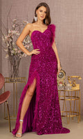 One Sleeve Sequin Prom Dress