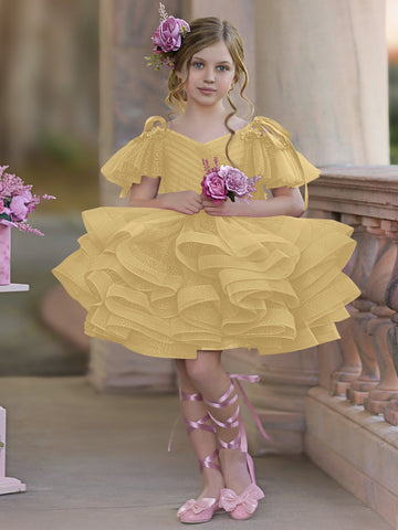 Robe de bal/robe de princesse en tulle longueur genou pour demoiselle d'honneur d'anniversaire 