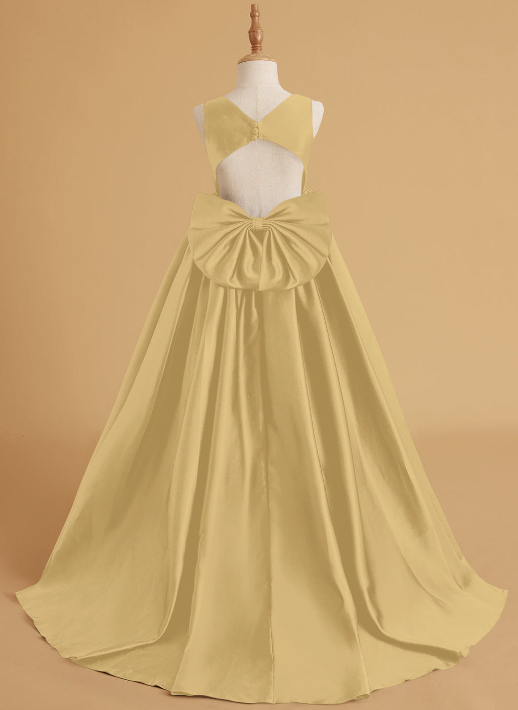 Vestido de princesa de satén con cola para niña de las flores 