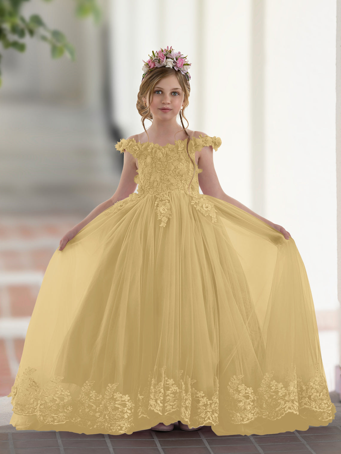 Vestido de gala/princesa rosa con cola de encaje para cumpleaños 