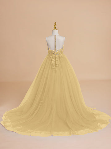 Vestido de princesa/vestido de princesa con cola de tul para niña de las flores 