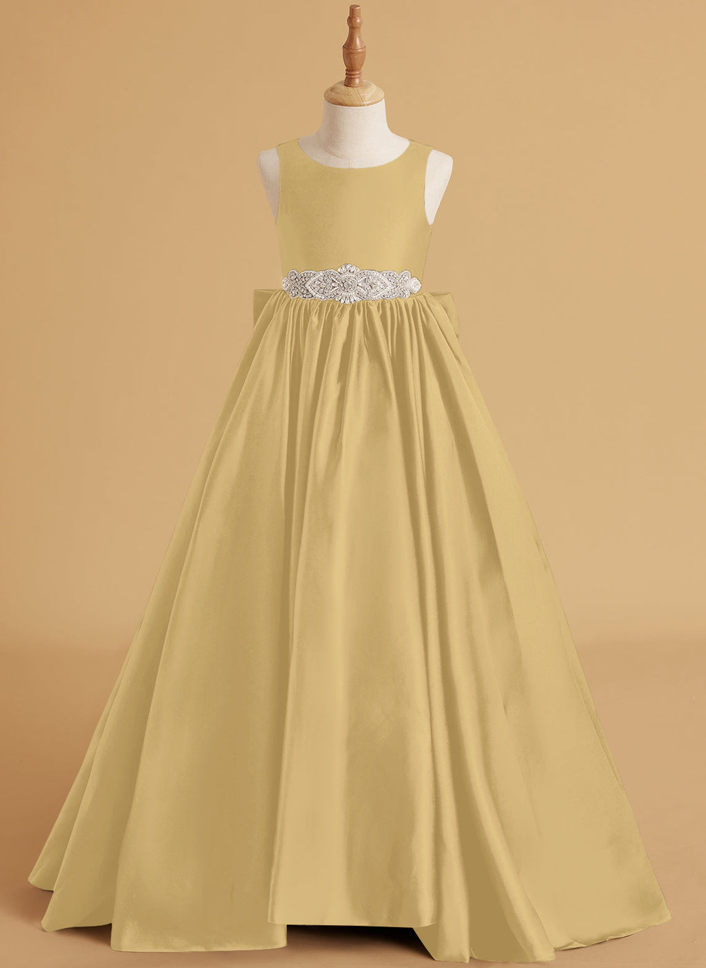 Vestido de princesa de satén con cola para niña de las flores 