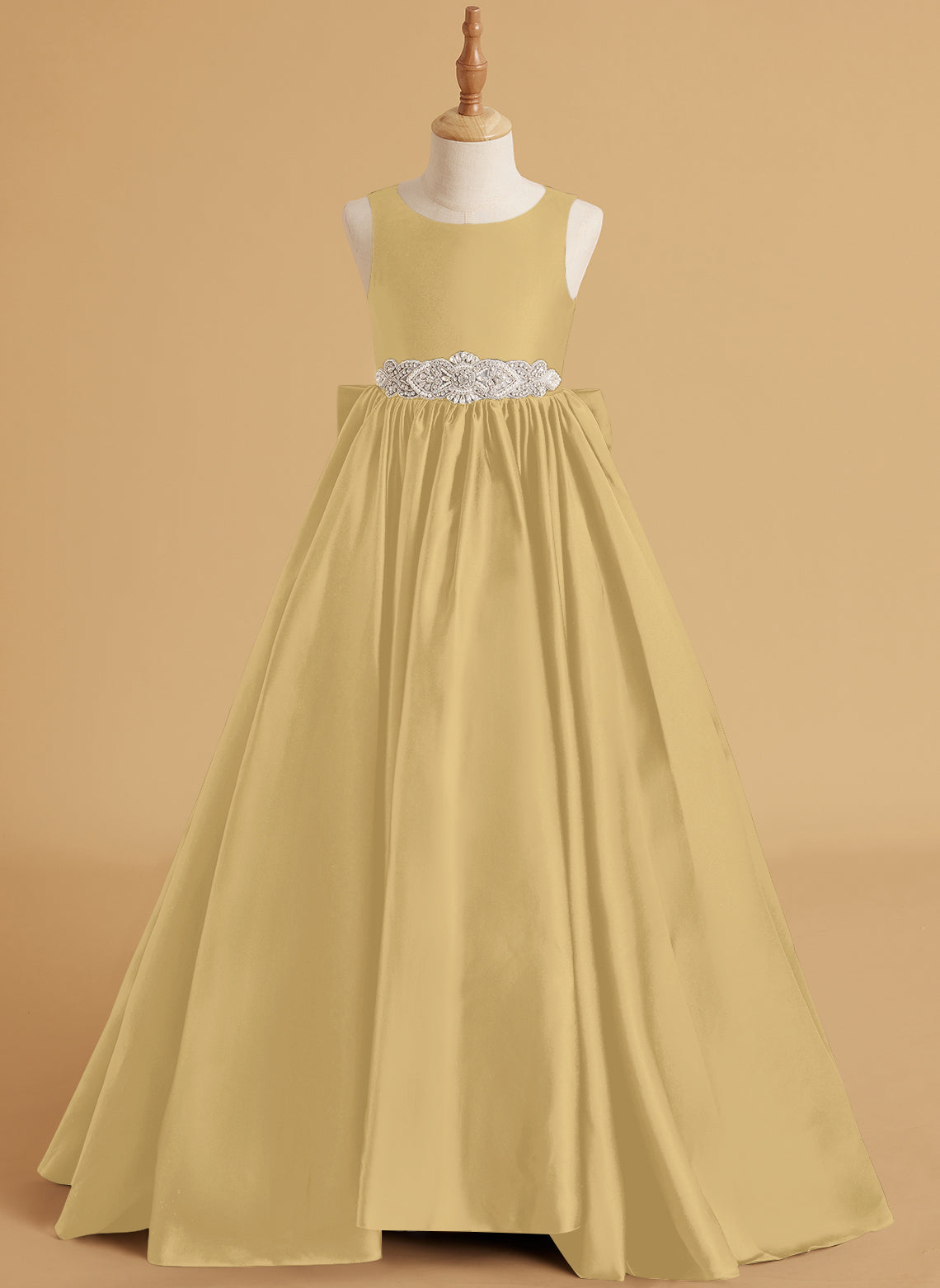 Vestido de princesa de satén con cola para niña de las flores 