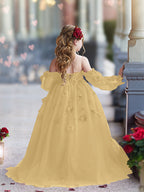 Vestidos de princesa con flores en 3D para niña 
