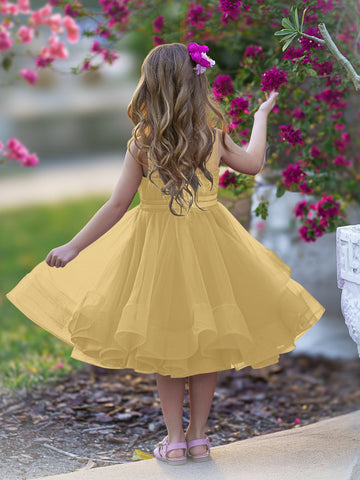 Vestido de princesa/vestido de tul hasta la rodilla para niña de las flores 
