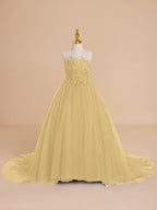 Vestido de princesa/vestido de princesa con cola de tul para niña de las flores 