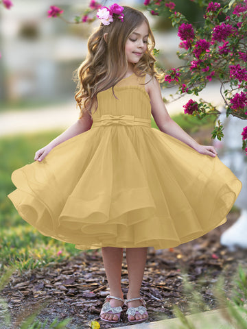 Vestido de princesa/vestido de tul hasta la rodilla para niña de las flores 