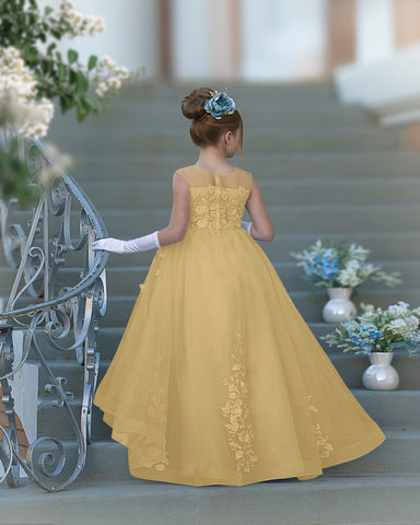 Vestido de baile de princesa Serenity con apliques de encaje y adornos de mariposas 