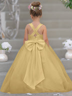 Robe de demoiselle d'honneur intemporelle en satin et tulle, coupe trapèze, sans manches 