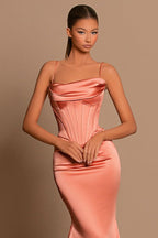 Gorgeous Coral Spaghetti-Straps Prom Dresses Mermaid Sleeveless