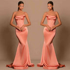 Gorgeous Coral Spaghetti-Straps Prom Dresses Mermaid Sleeveless