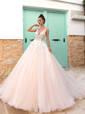 Preciosos vestidos largos de graduación con escote en V, espalda descubierta, tul y encaje, corte en A, ideales para fiestas de graduación.