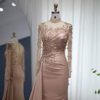 Gorgeous Long High Neck Beading Sequined Prom Dress With Long Sleeves