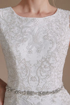 Precioso vestido de novia largo de sirena con tul, encaje y joyas