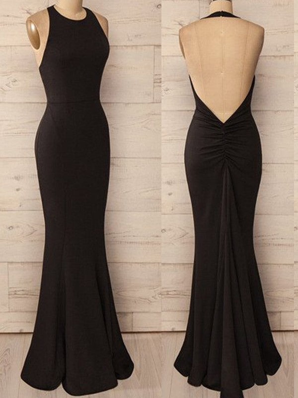 Superbe robe de bal sirène sans manches, col licou, longueur au sol, en élasthanne