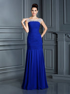 Gorgeous Mermaid Scoop Beading Sleeveless Long Chiffon Prom Dresses
