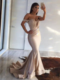 Magnifiques robes de bal sirène sans manches à épaules dénudées et volants en spandex