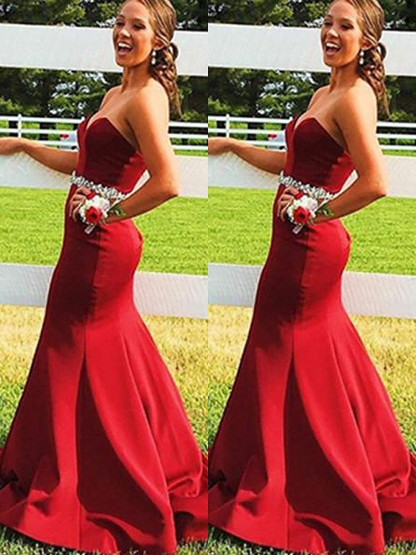 Preciosos vestidos de fiesta de sirena sin mangas con escote corazón y lentejuelas de satén