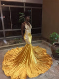 Superbes robes de bal sirène sans manches à col en V et traîne courte en dentelle et velours