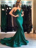 Magnifique robe de bal sirène sans manches à col en V et traîne courte en crêpe stretch