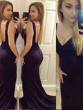 Preciosos vestidos de fiesta de punto sin mangas con escote en V estilo sirena