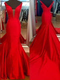 Magnifiques robes de bal sirène sans manches en satin à col en V