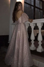 Gorgeous Pearl Pink Sequins High Split A-line Formal Dresses with Bracelet