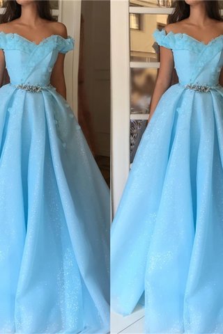 Gorgeous Sequins Off-the-Shoulder Party Dresses Charming Sweetheart Sleeveless Beading Long Prom Dresses