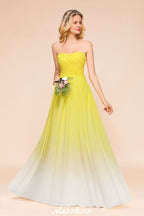 Robe de demoiselle d'honneur longue en mousseline à décolleté cœur dégradé, robe de cérémonie de mariage