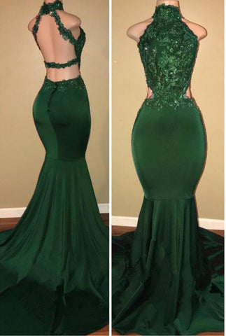 Robe de bal sirène en dentelle verte, robes de soirée vertes