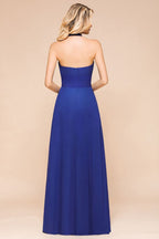 Vestido de fiesta de boda corte A con escote halter, vestido de dama de honor de gasa