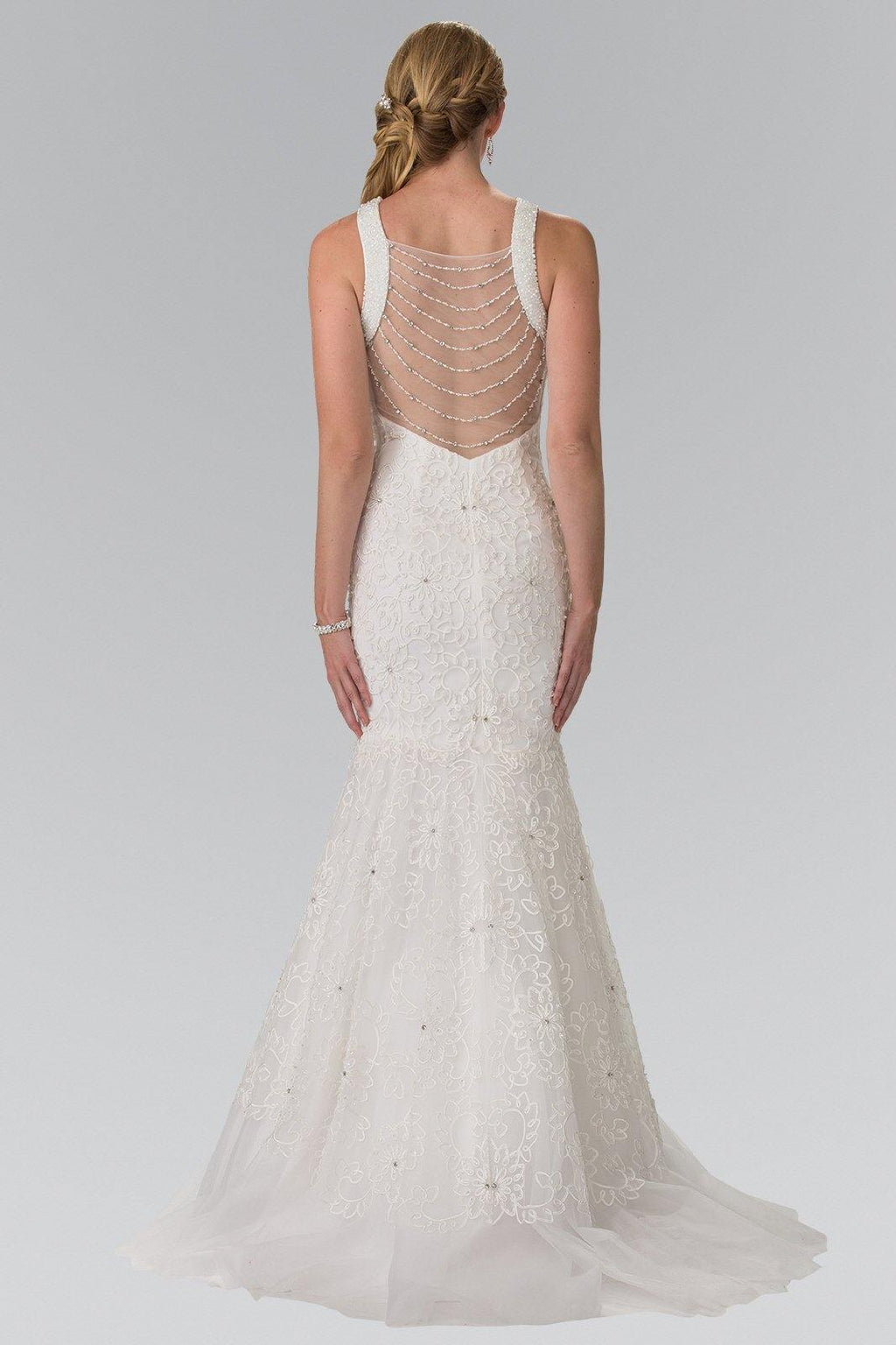 Halter Neck Mermaid Tulle Long Wedding Dress