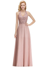 Robe de soirée dos nu sans manches à appliqués floraux, coupe trapèze, longueur au sol, robe de demoiselle d'honneur