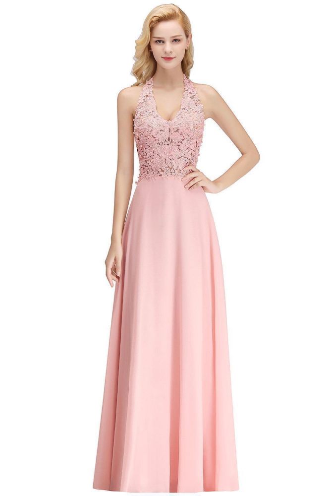 Robe de soirée dos nu sans manches à appliqués floraux, coupe trapèze, longueur au sol, robe de demoiselle d'honneur